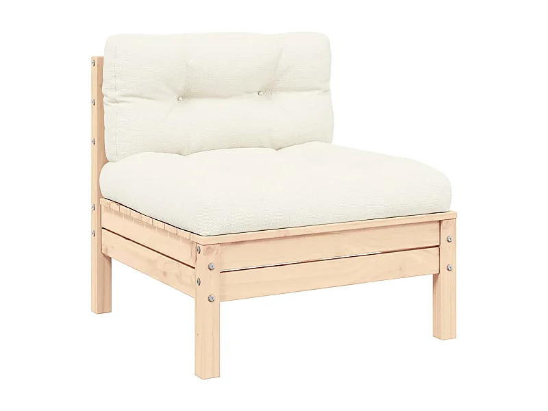 Sofá central de jardín y cojines madera madera pino crema