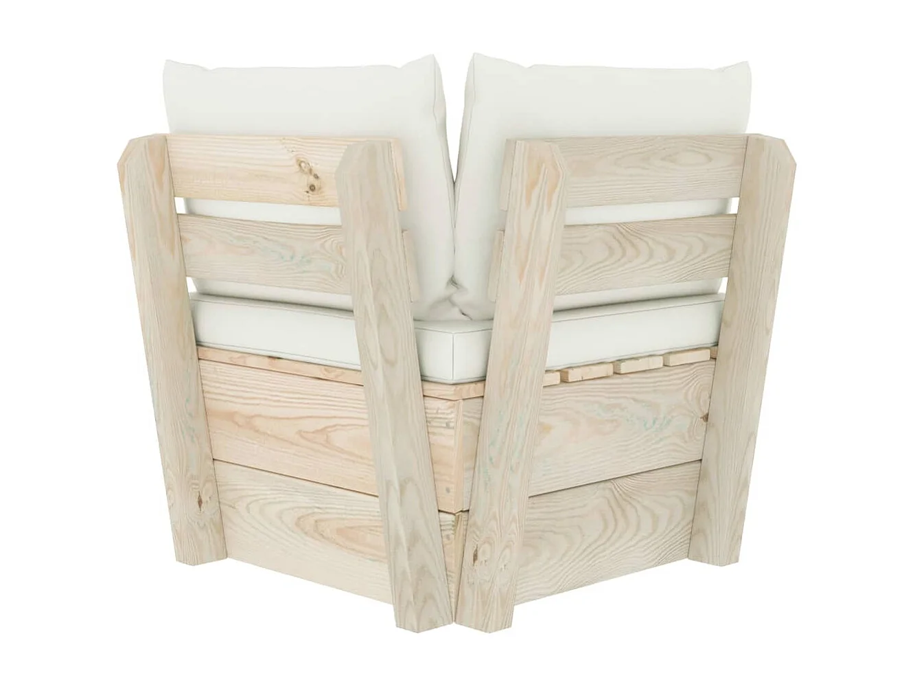 Divano Angolare da Giardino su Pallet e Cuscini Legno di Abete