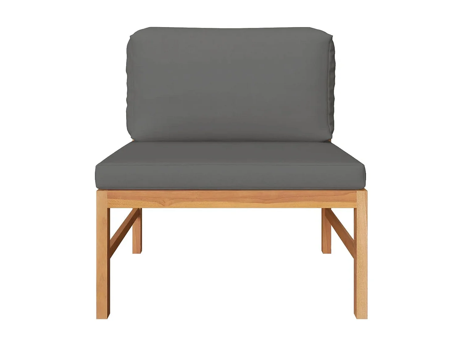 Mittelsofa mit Dunkelgrauen Kissen Massivholz Teak