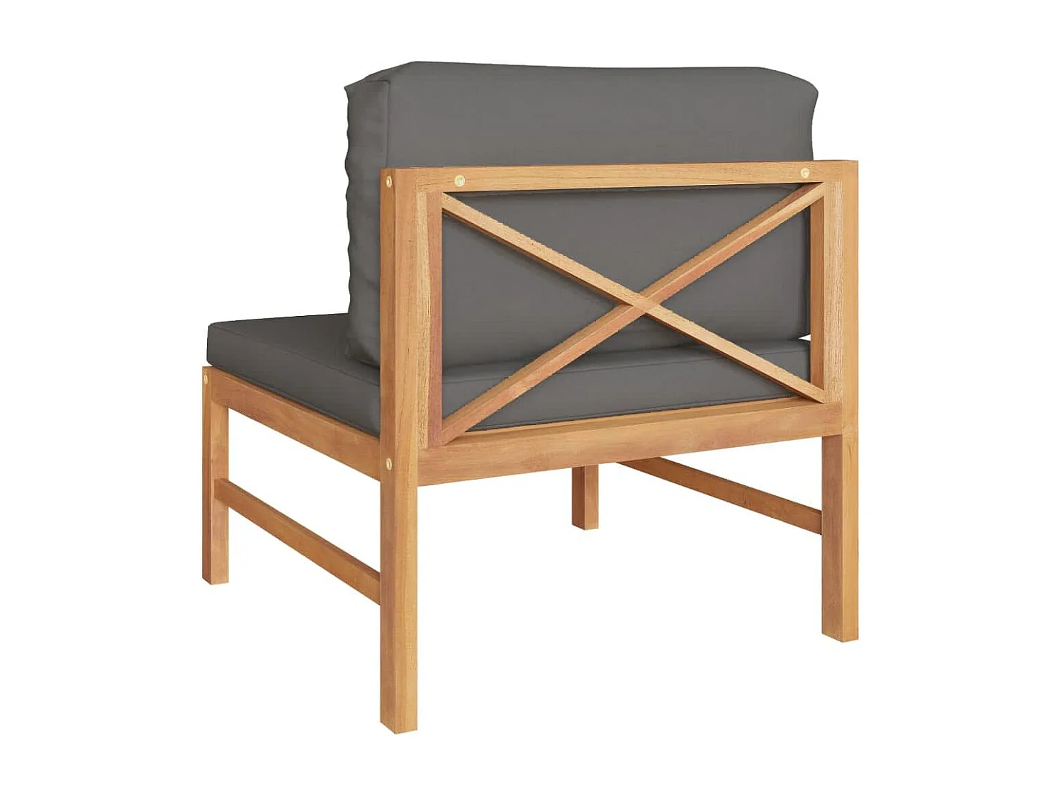 Mittelsofa mit Dunkelgrauen Kissen Massivholz Teak