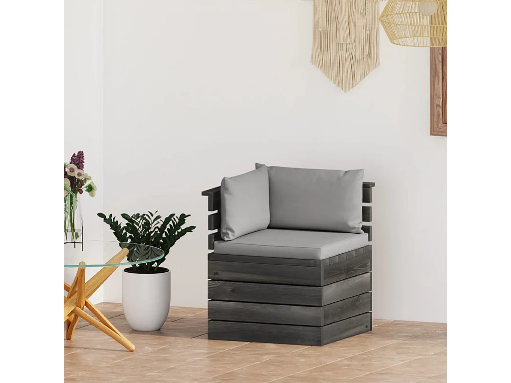 Divano Angolare da Giardino su Pallet con Cuscini Legno di Pino