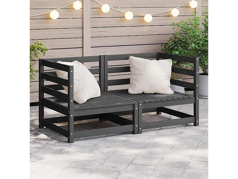 Garten-Ecksofas 2 Stk. Grau Massivholz Kiefer