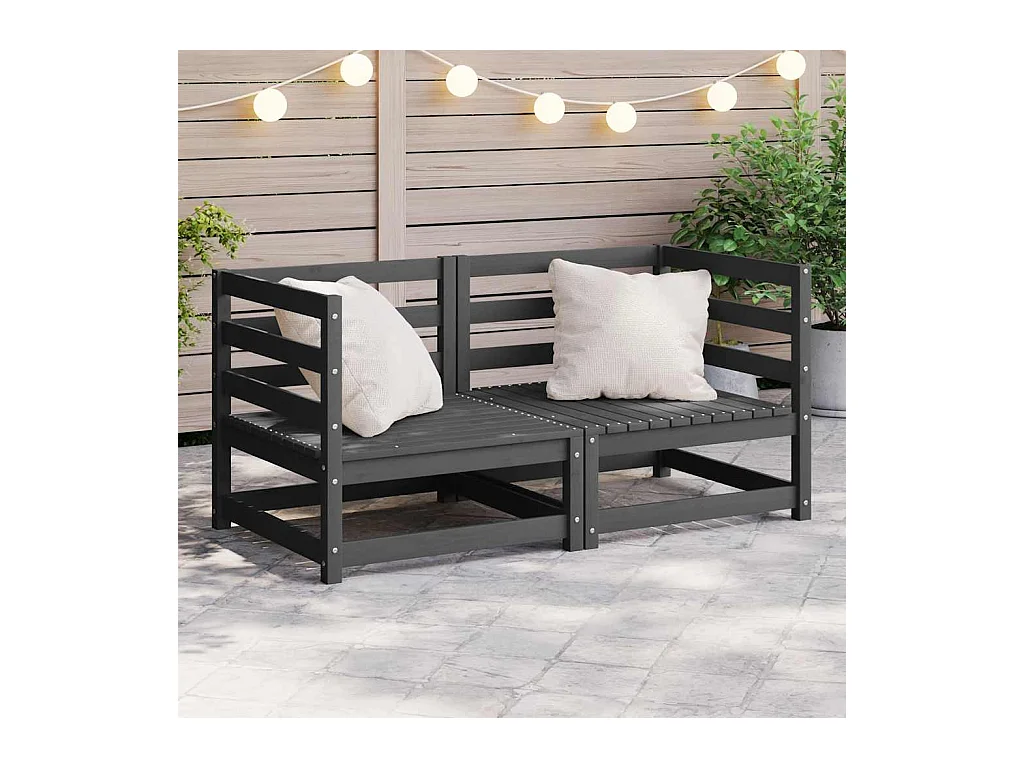Garten-Ecksofas 2 Stk. Grau Massivholz Kiefer