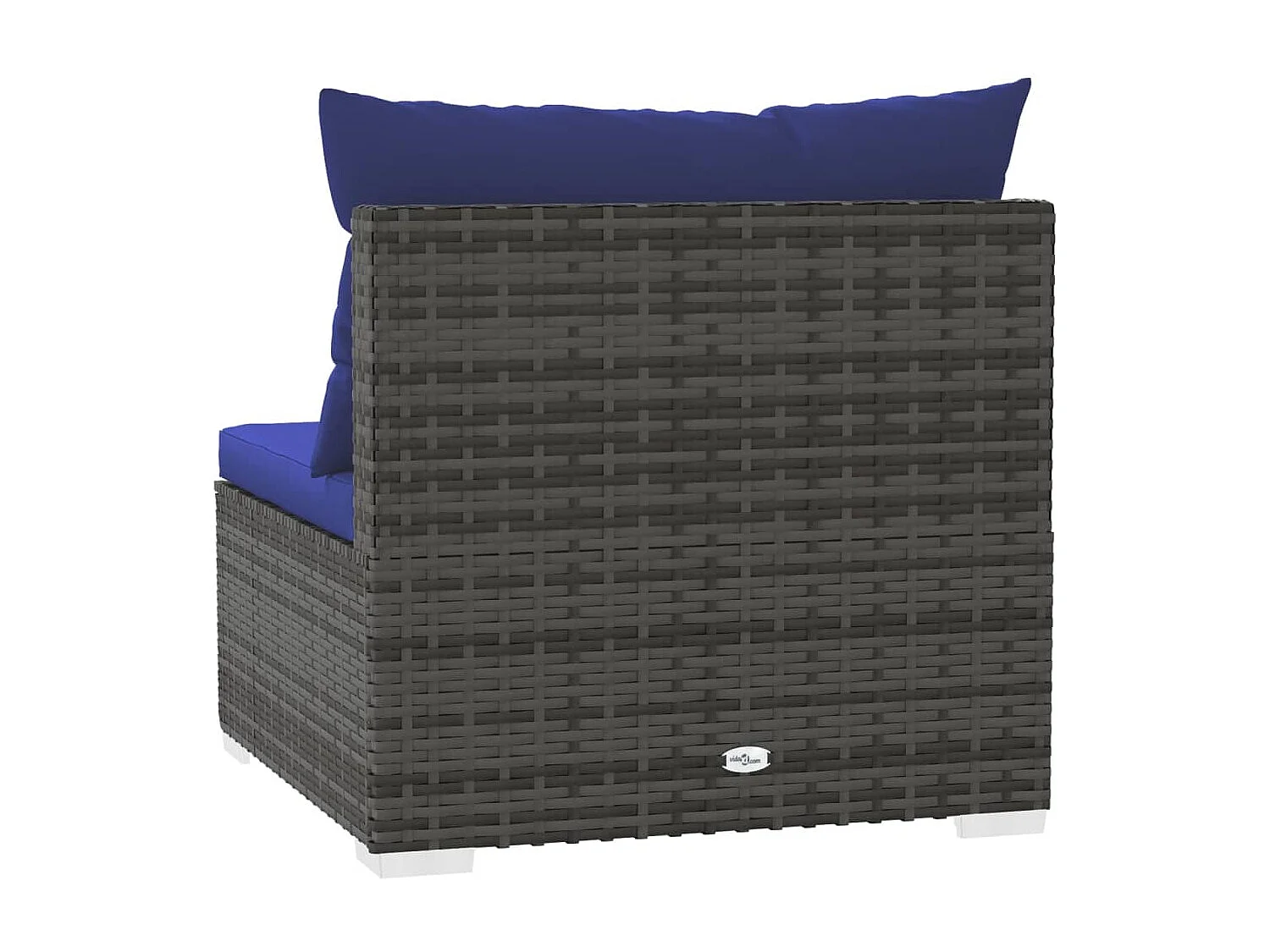 Tuinmiddenbank met kussens poly rattan grijs