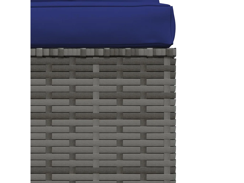 Tuinmiddenbank met kussens poly rattan grijs