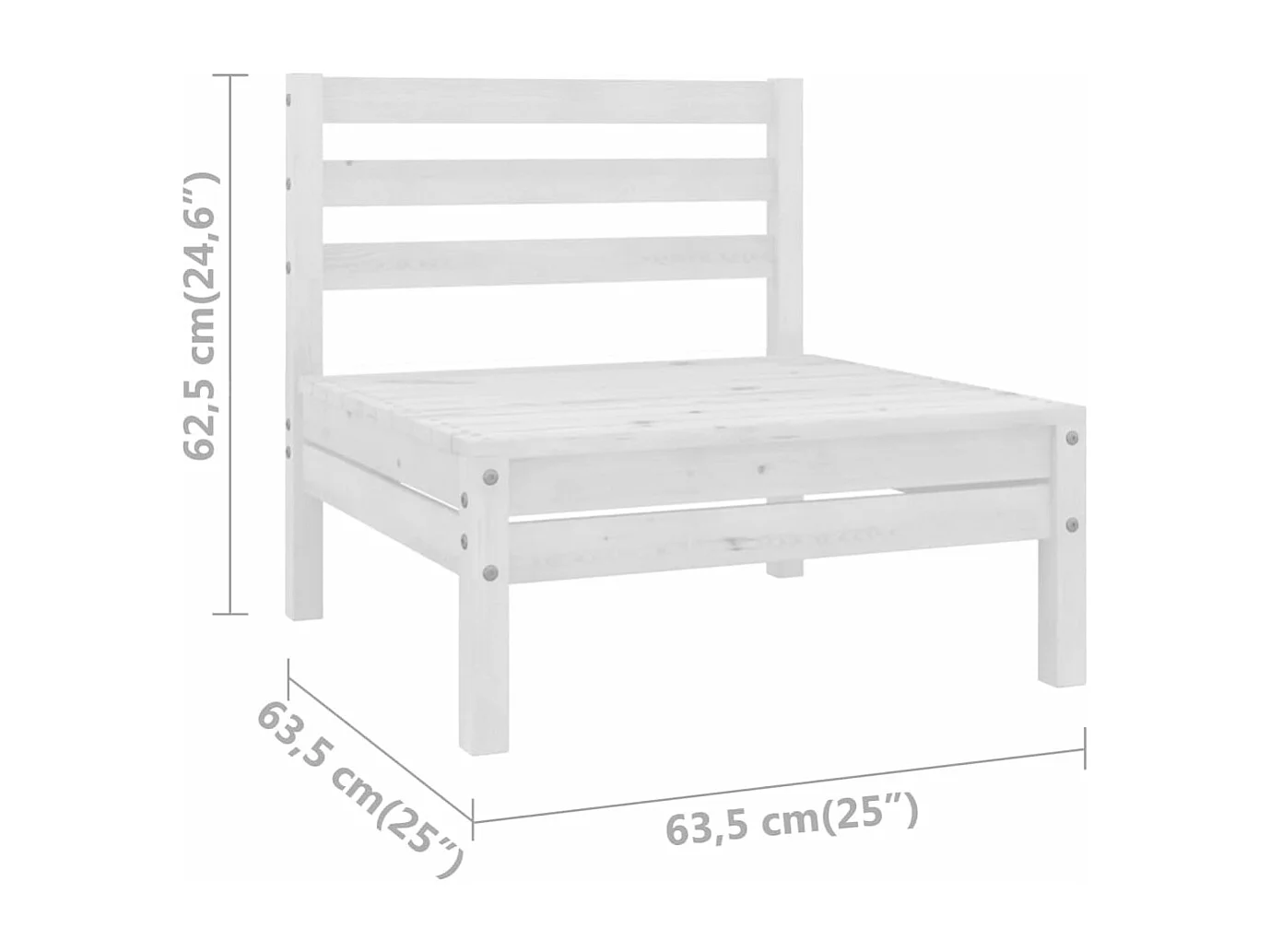 Canapés centraux de jardin 4 pcs Blanc Bois de pin massif