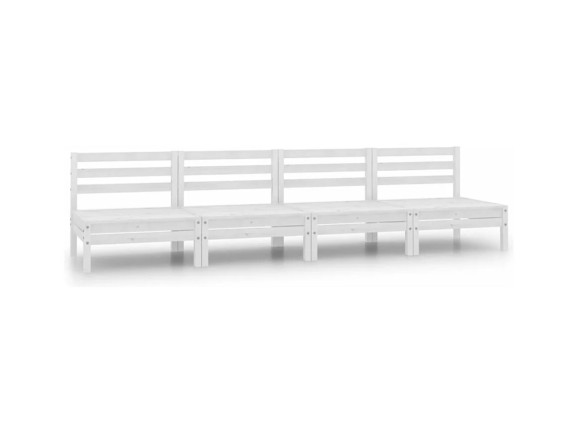 Garten-Mittelsofas 4 Stk. Weiß Kiefer Massivholz