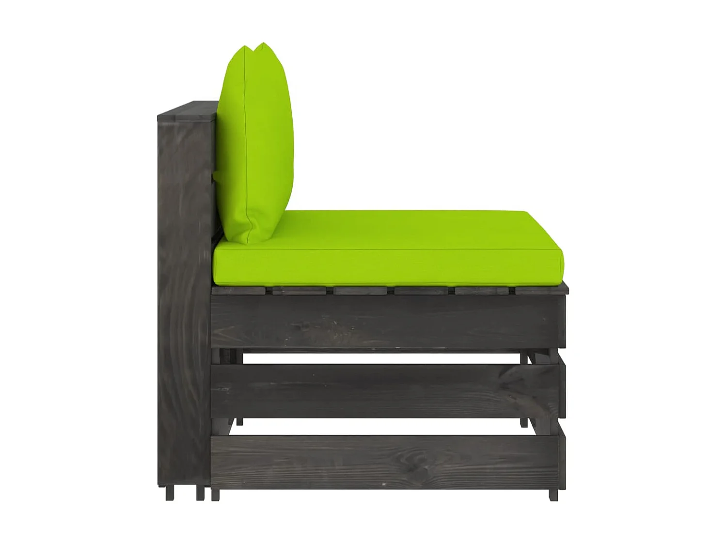 Sofá de centro seccional c/ almofadões madeira impreg. cinzento