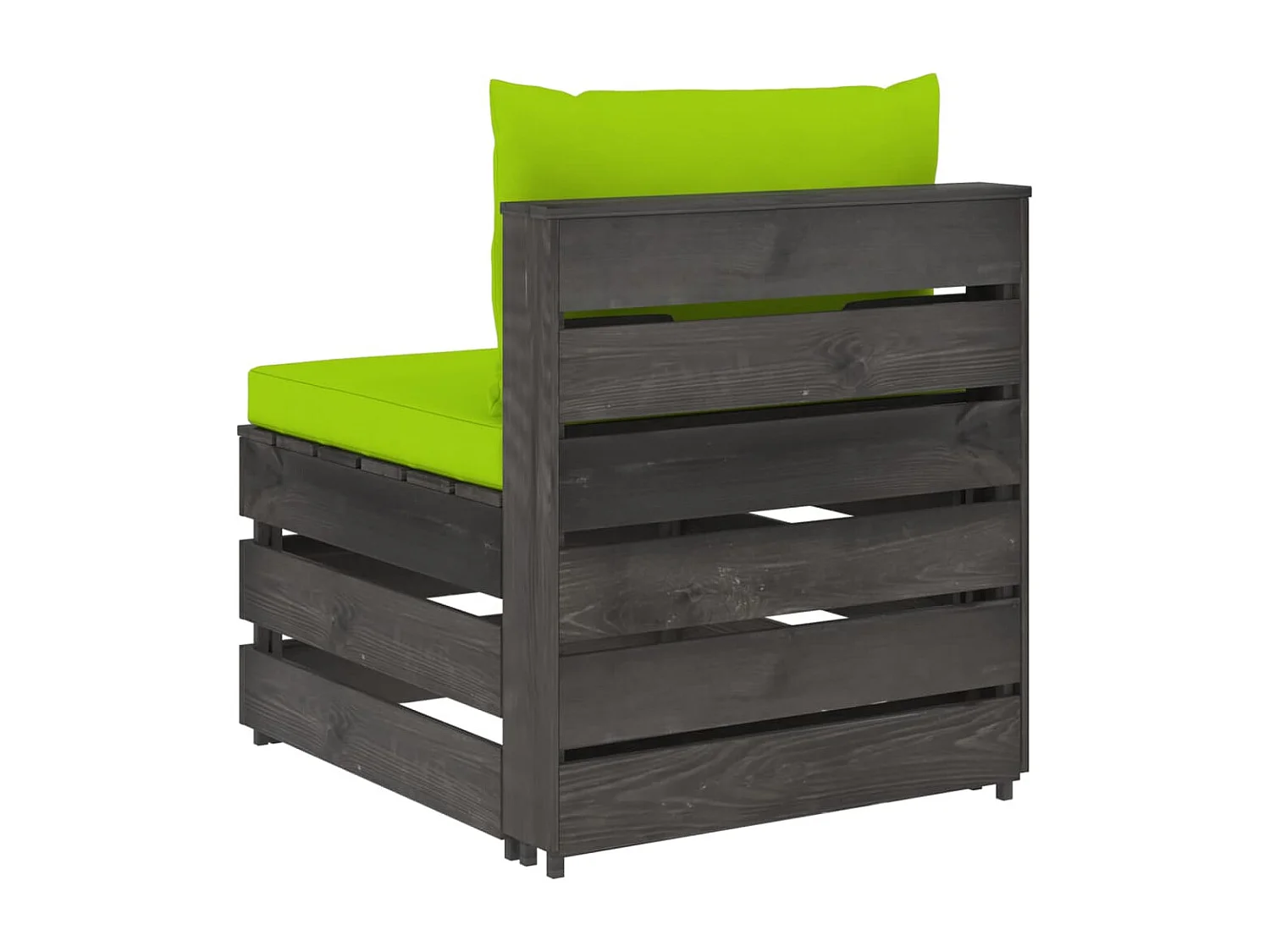 Sofá de centro seccional c/ almofadões madeira impreg. cinzento