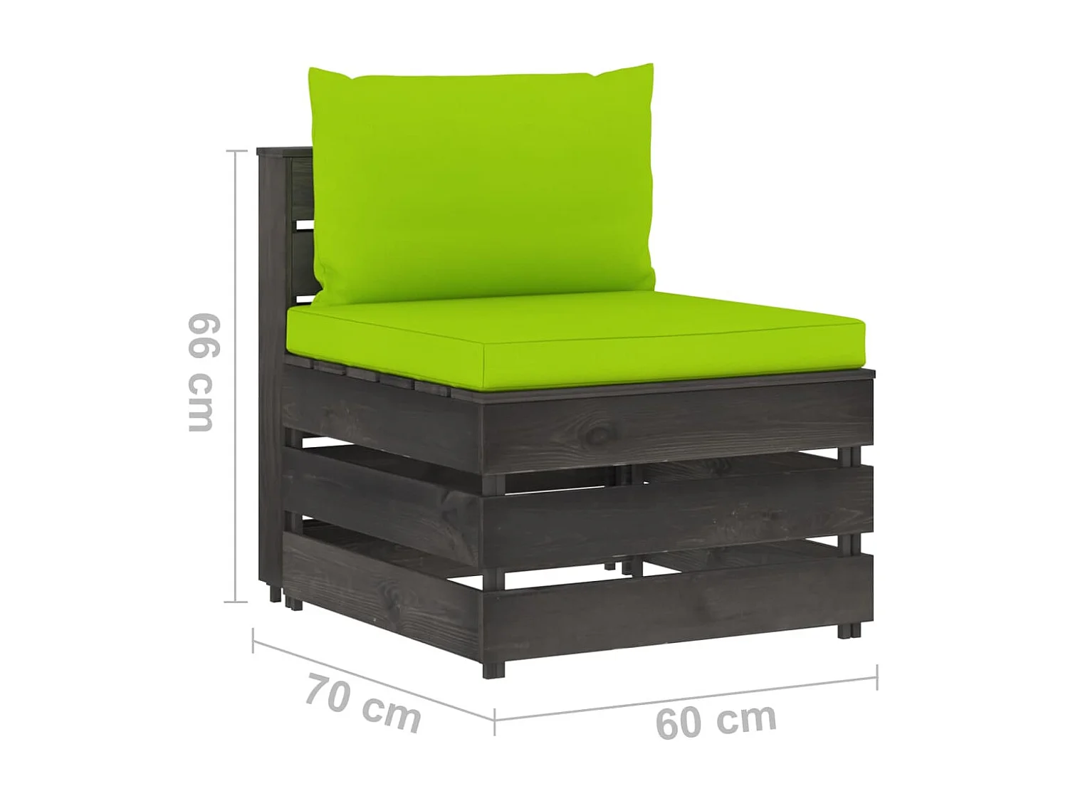 Sofá de centro seccional c/ almofadões madeira impreg. cinzento