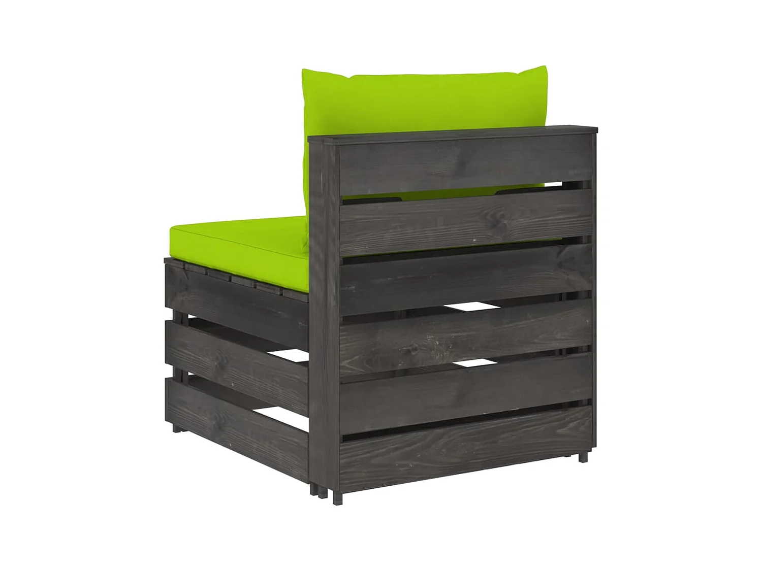 Modulares Mittelsofa mit Kissen Grau Imprägniertes Holz