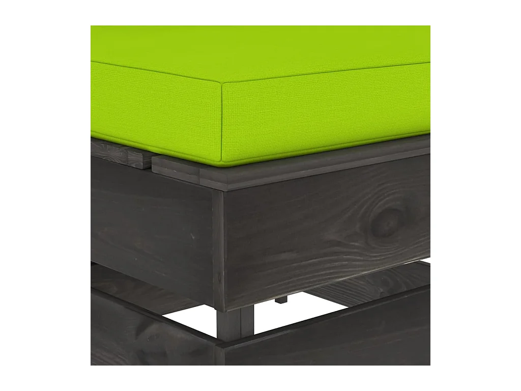 Modulares Mittelsofa mit Kissen Grau Imprägniertes Holz