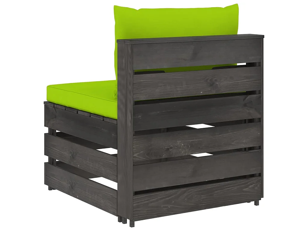 Canapé central sectionnel avec coussins Bois imprégné de gris