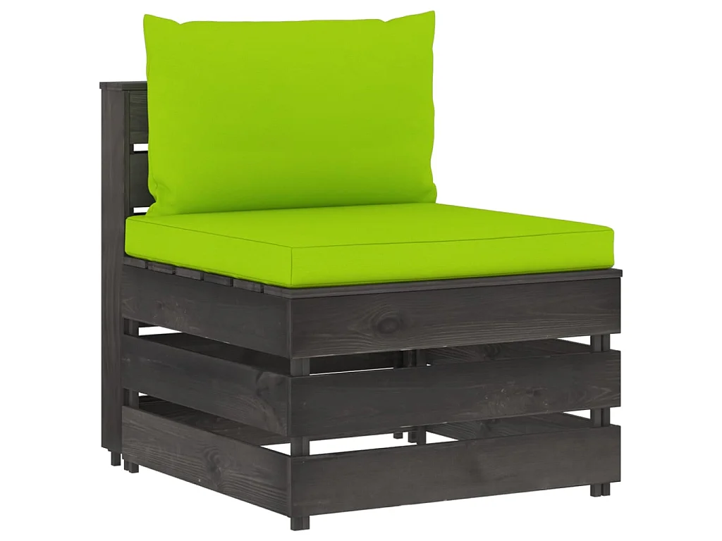 Canapé central sectionnel avec coussins Bois imprégné de gris