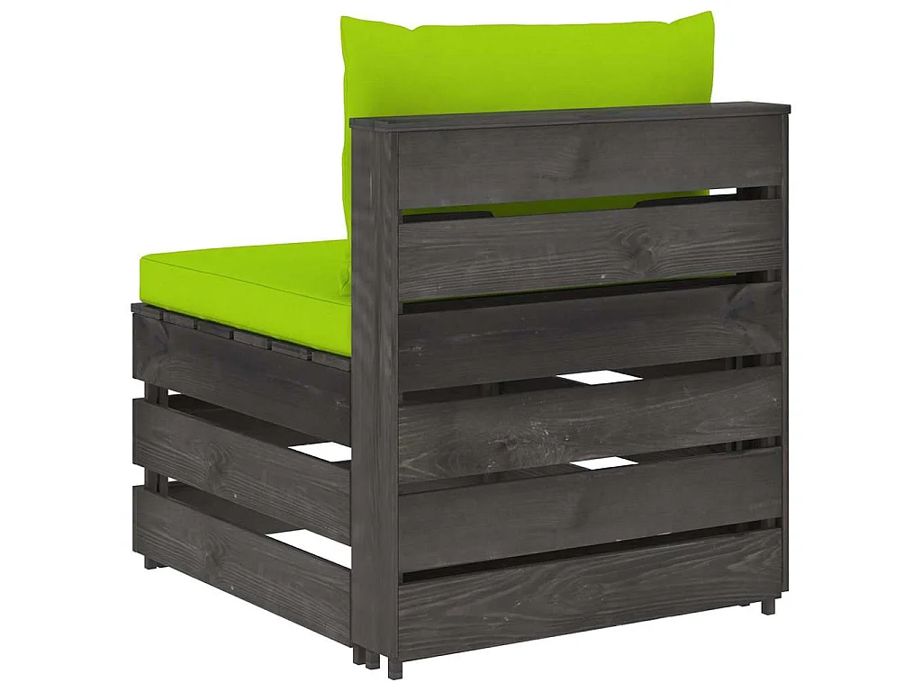 Canapé central sectionnel avec coussins Bois imprégné de gris