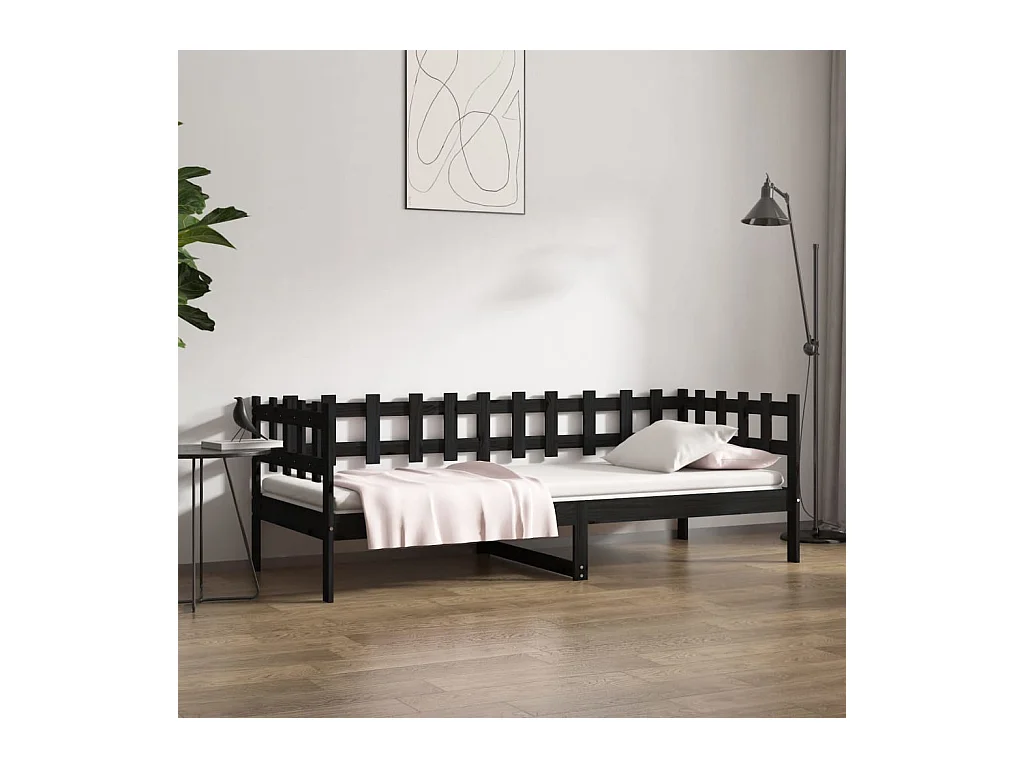 Slaapbank 80x200 cm massief grenenhout zwart