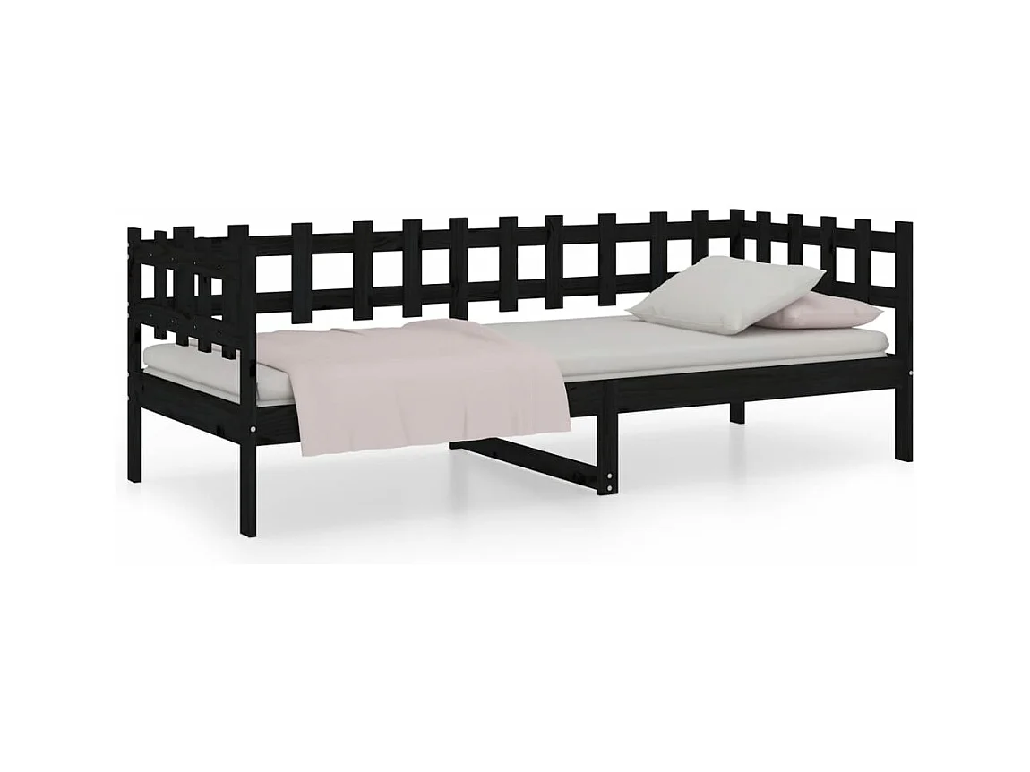 Slaapbank 80x200 cm massief grenenhout zwart