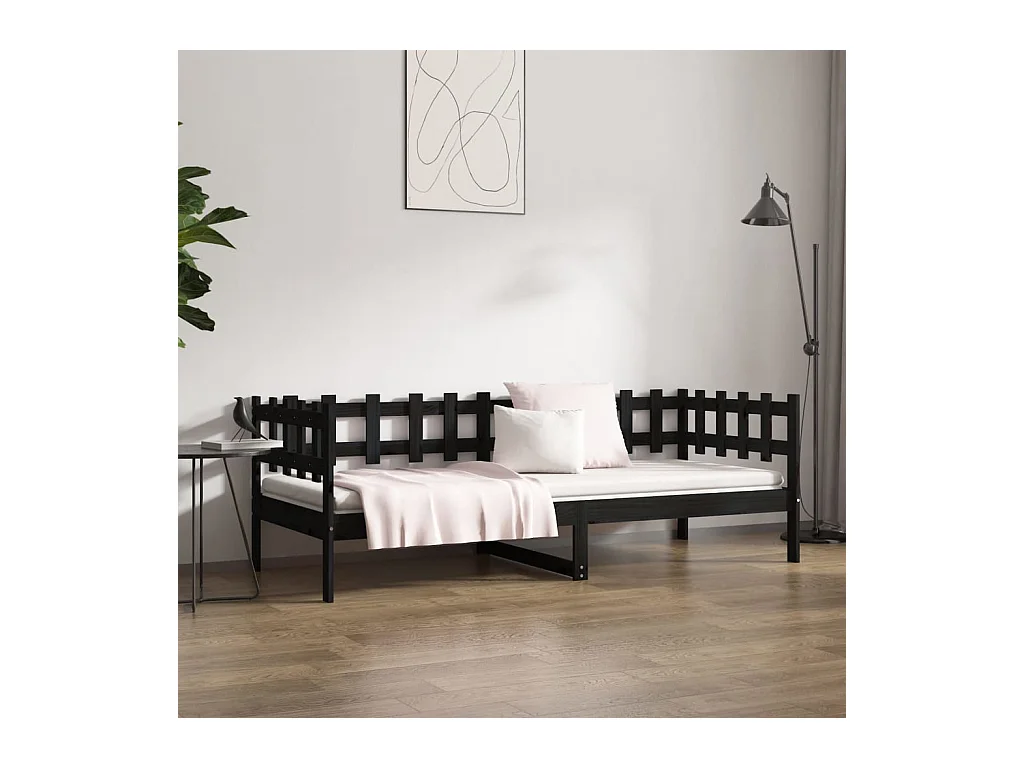 Slaapbank 80x200 cm massief grenenhout zwart
