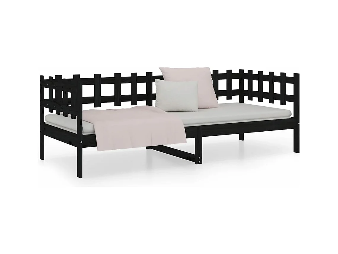 Slaapbank 80x200 cm massief grenenhout zwart