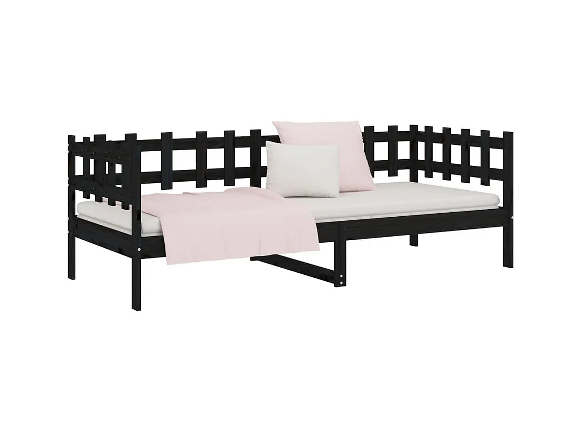 Slaapbank 80x200 cm massief grenenhout zwart