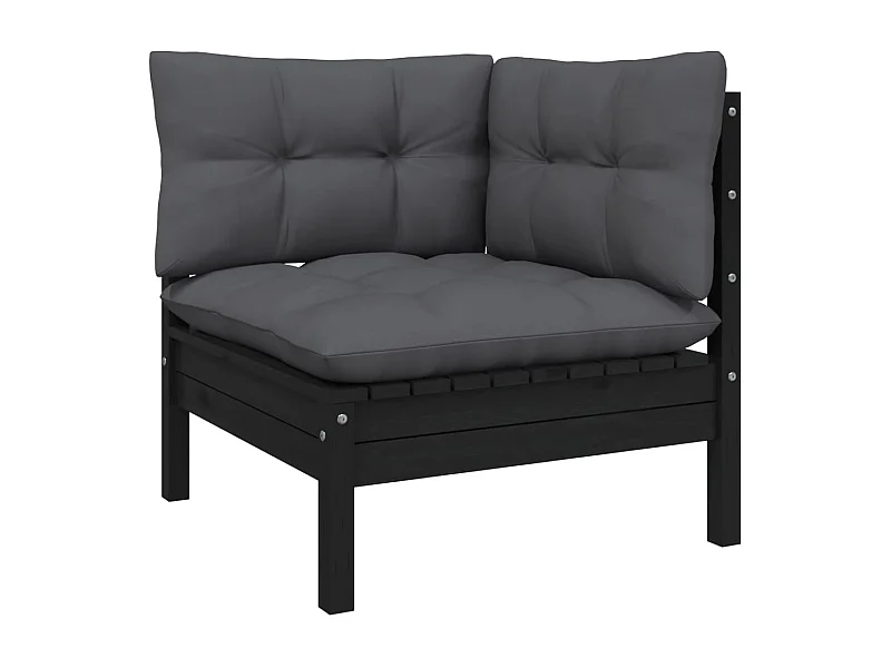 Garten-Ecksofa mit Kissen in Schwarz Massivholz Kiefer