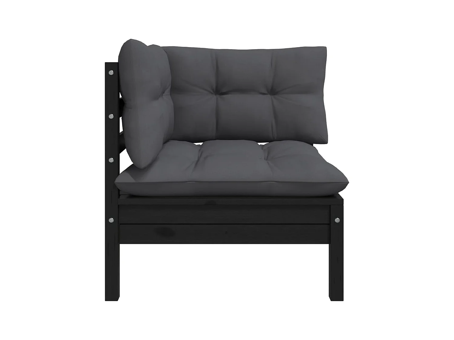 Garten-Ecksofa mit Kissen in Schwarz Massivholz Kiefer