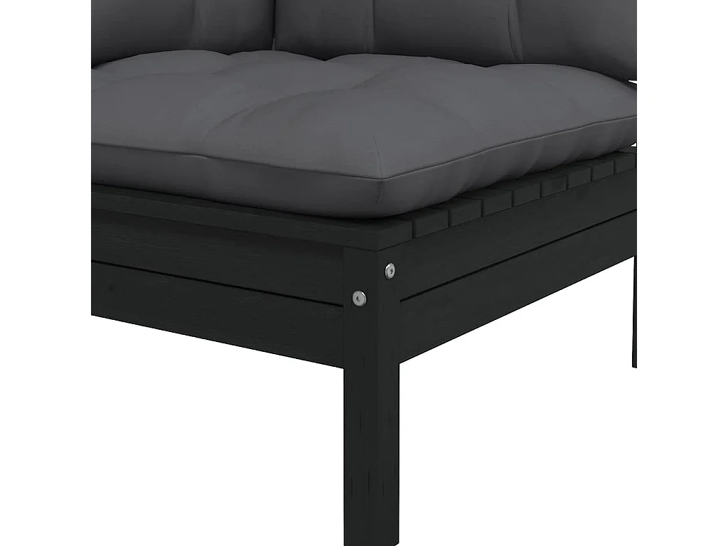 Garten-Ecksofa mit Kissen in Schwarz Massivholz Kiefer