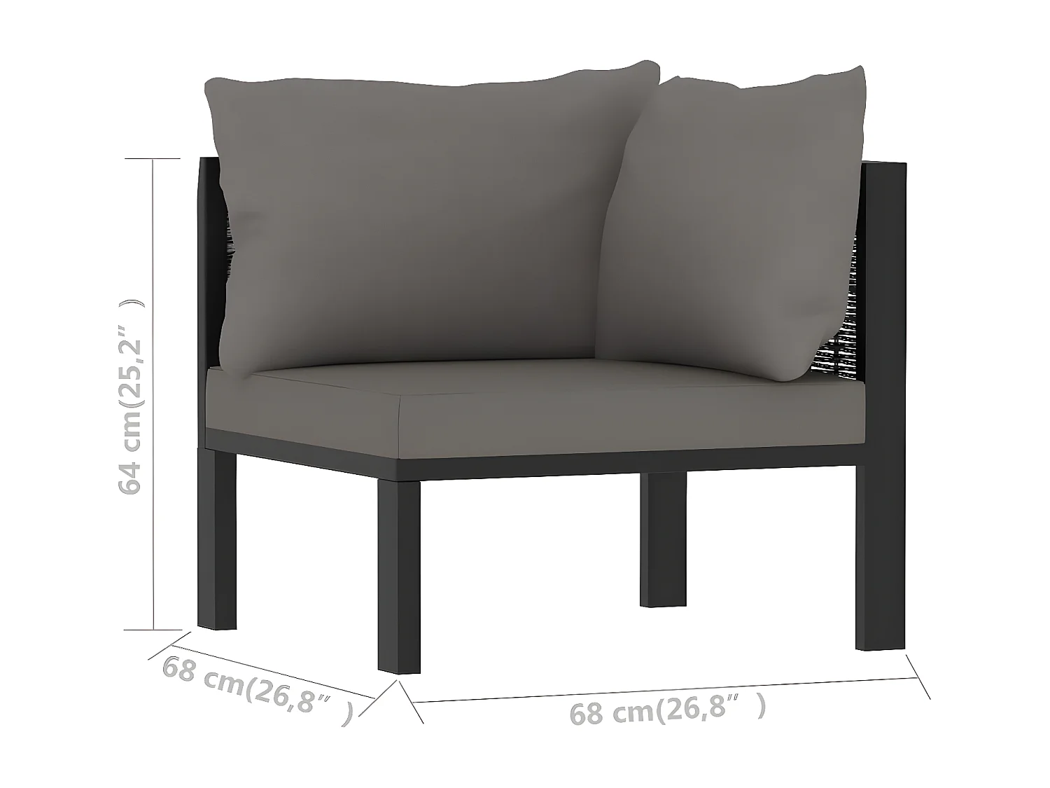 Canapé d'angle sectionnel avec accoudoir gauche Résine tressée