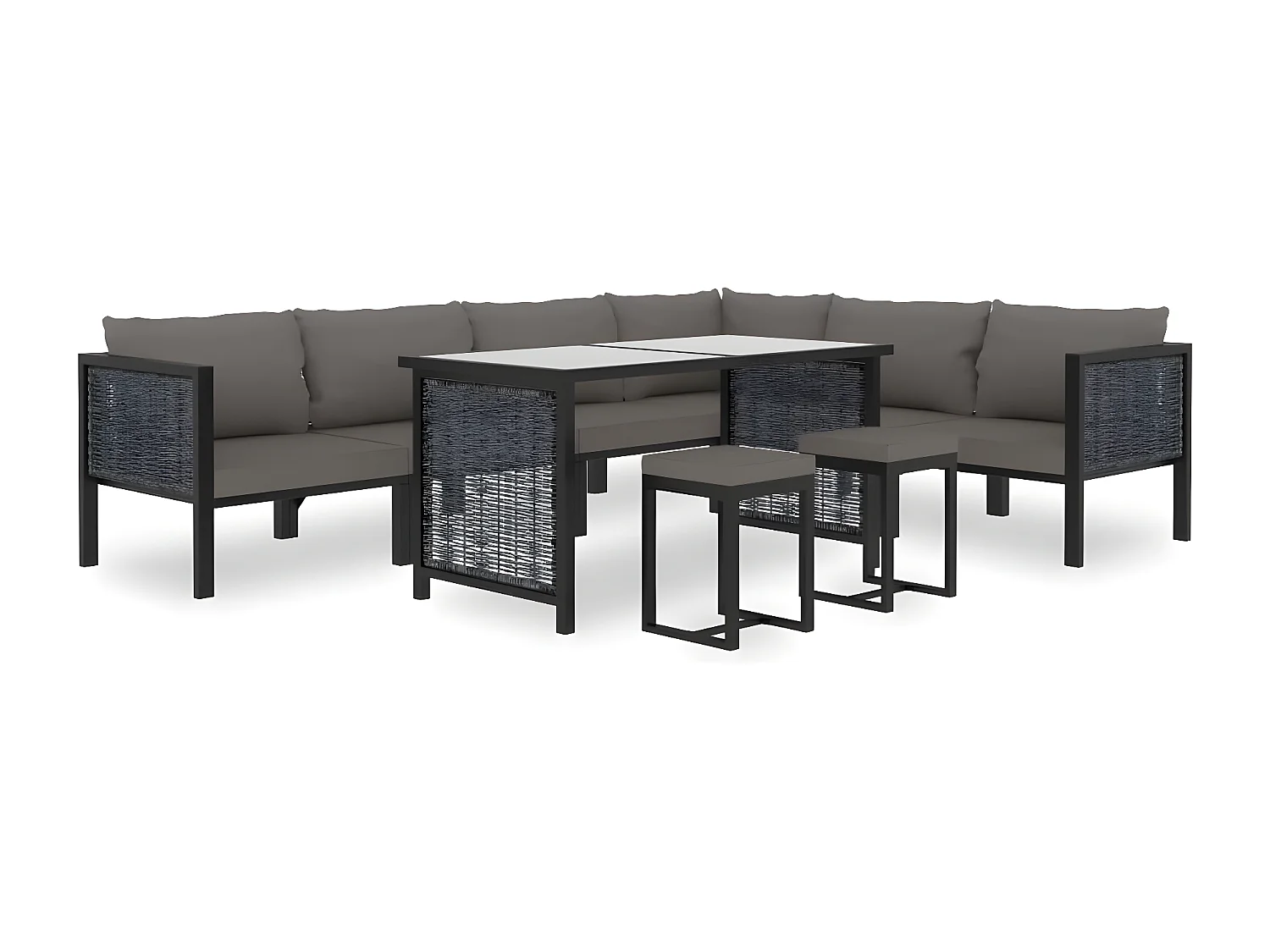 Canapé d'angle sectionnel avec accoudoir gauche Résine tressée