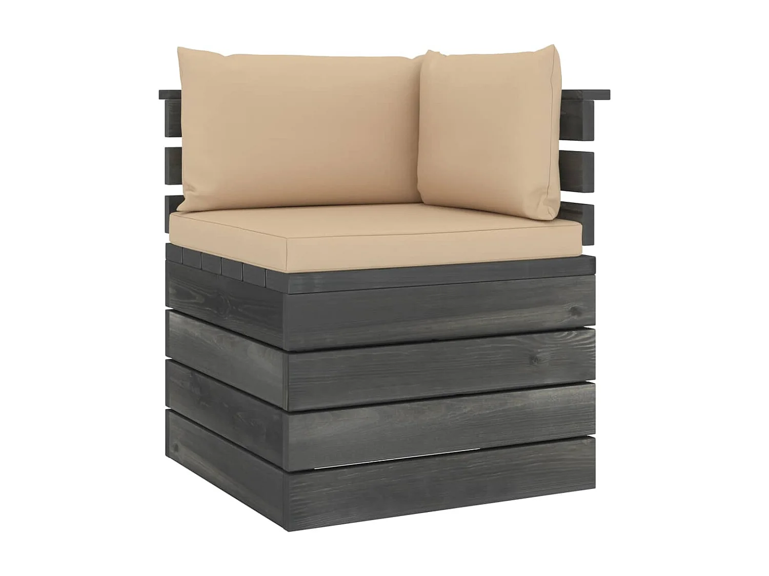 Canapé d'angle palette de jardin avec coussins Bois de pin