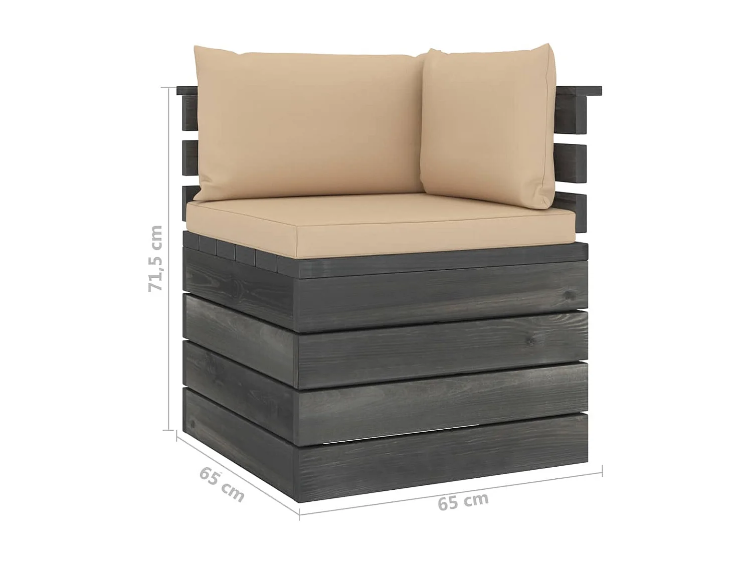 Canapé d'angle palette de jardin avec coussins Bois de pin