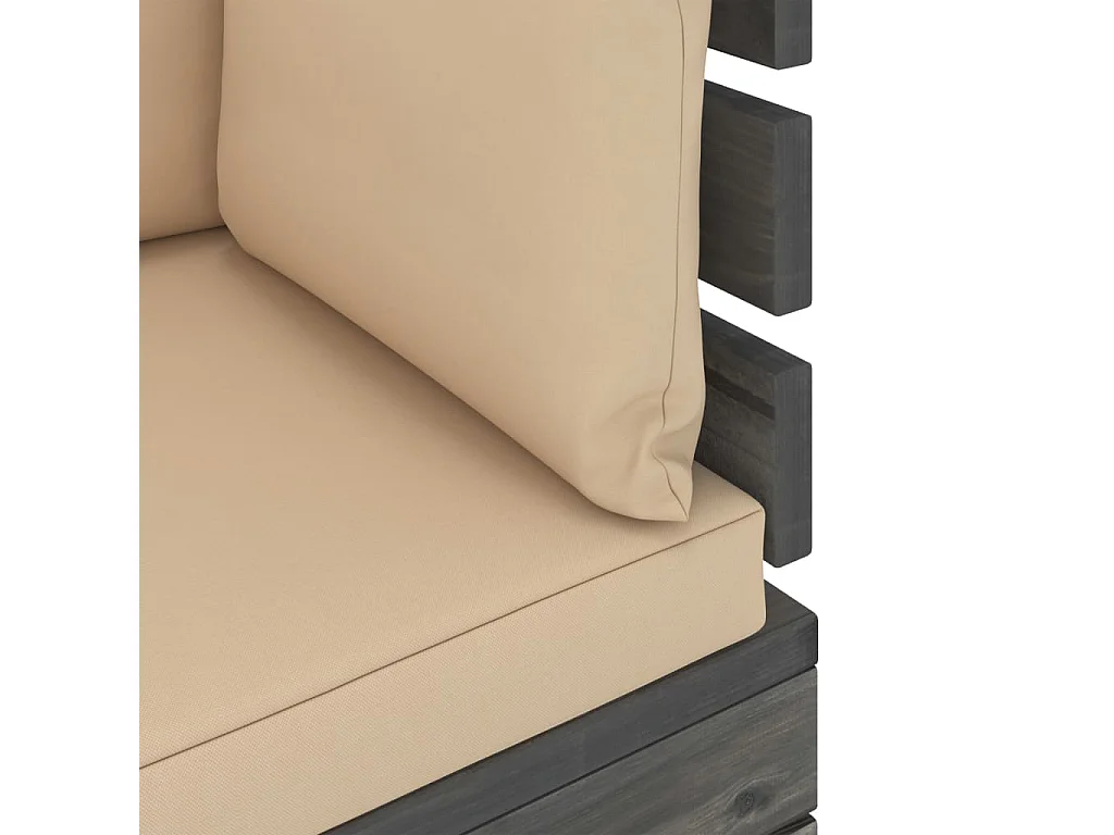 Canapé d'angle palette de jardin avec coussins Bois de pin