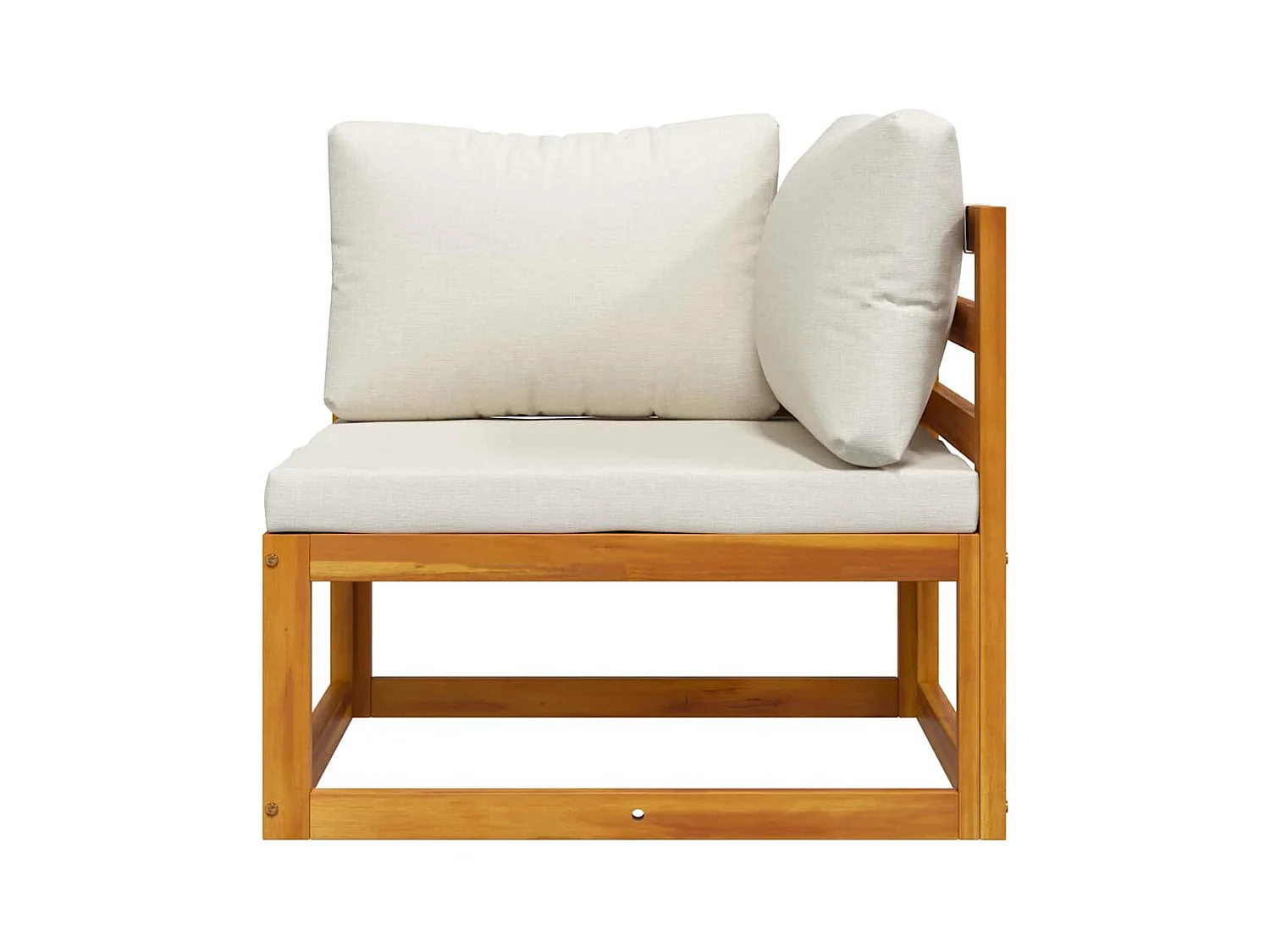 Canapé d'angle sectionnel et coussin blanc crème Bois d'acacia