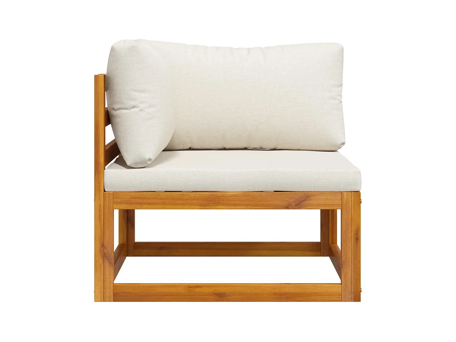 Canapé d'angle sectionnel et coussin blanc crème Bois d'acacia