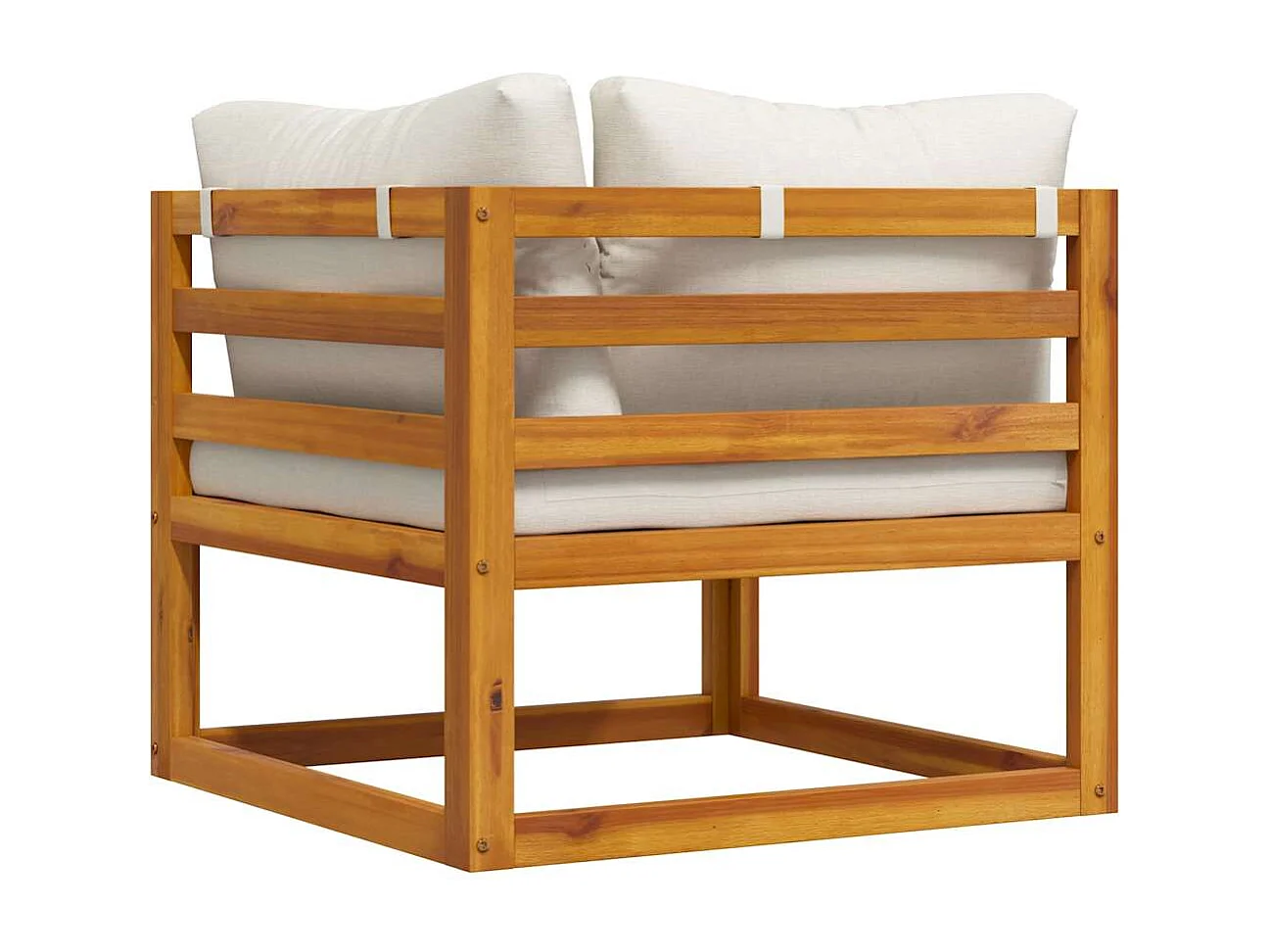 Canapé d'angle sectionnel et coussin blanc crème Bois d'acacia