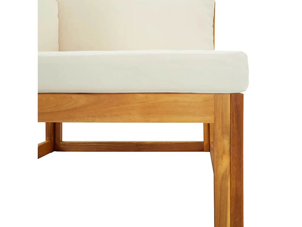 Canapé d'angle sectionnel et coussin blanc crème Bois d'acacia