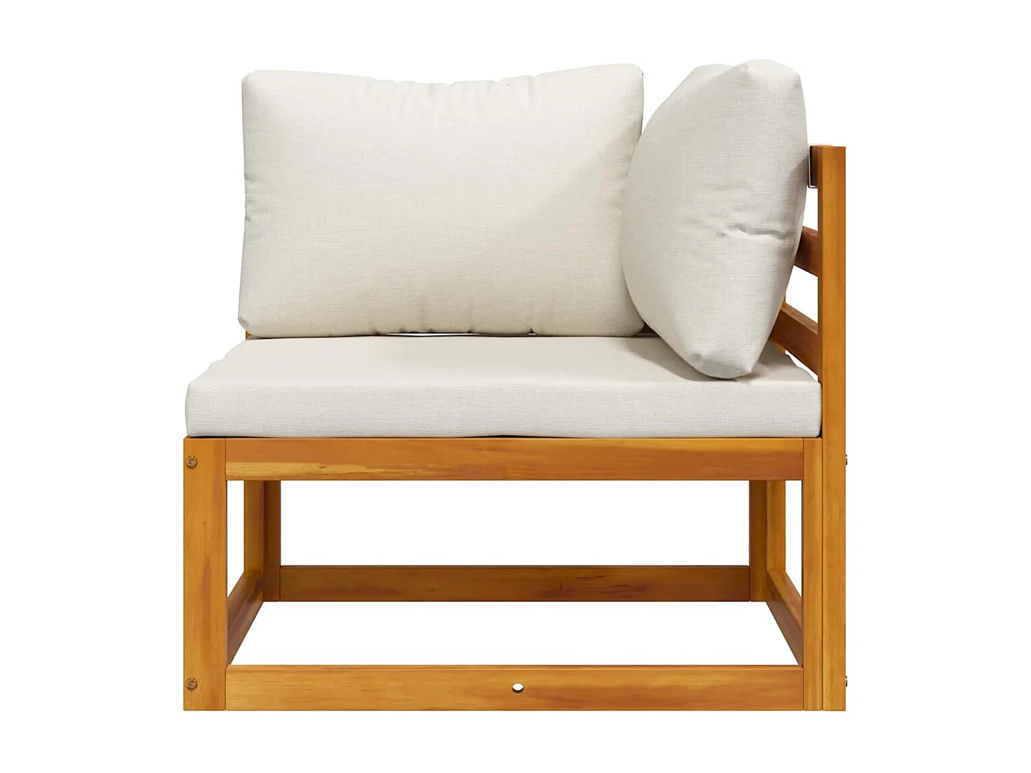 Divano Angolare Modulare Cuscini Bianco Crema Massello d'Acacia