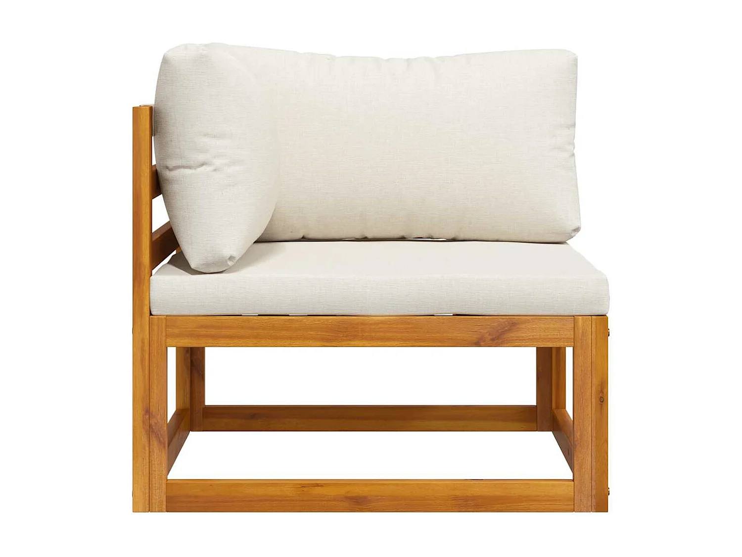 Divano Angolare Modulare Cuscini Bianco Crema Massello d'Acacia