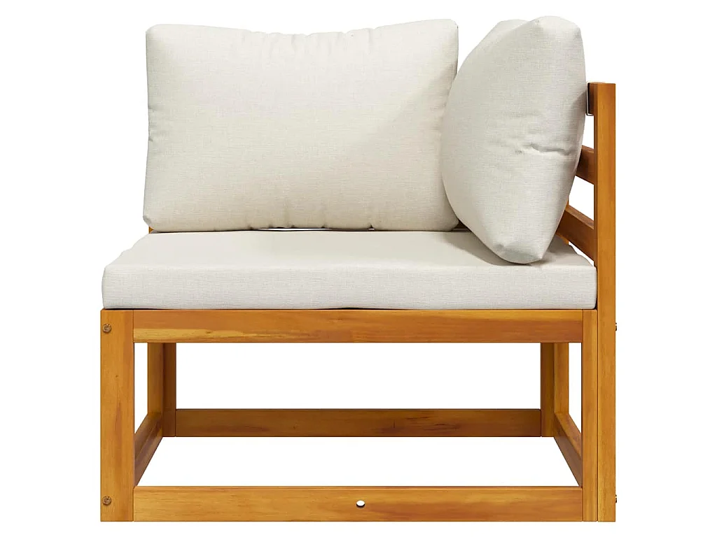 Canapé d'angle sectionnel et coussin blanc crème Bois d'acacia
