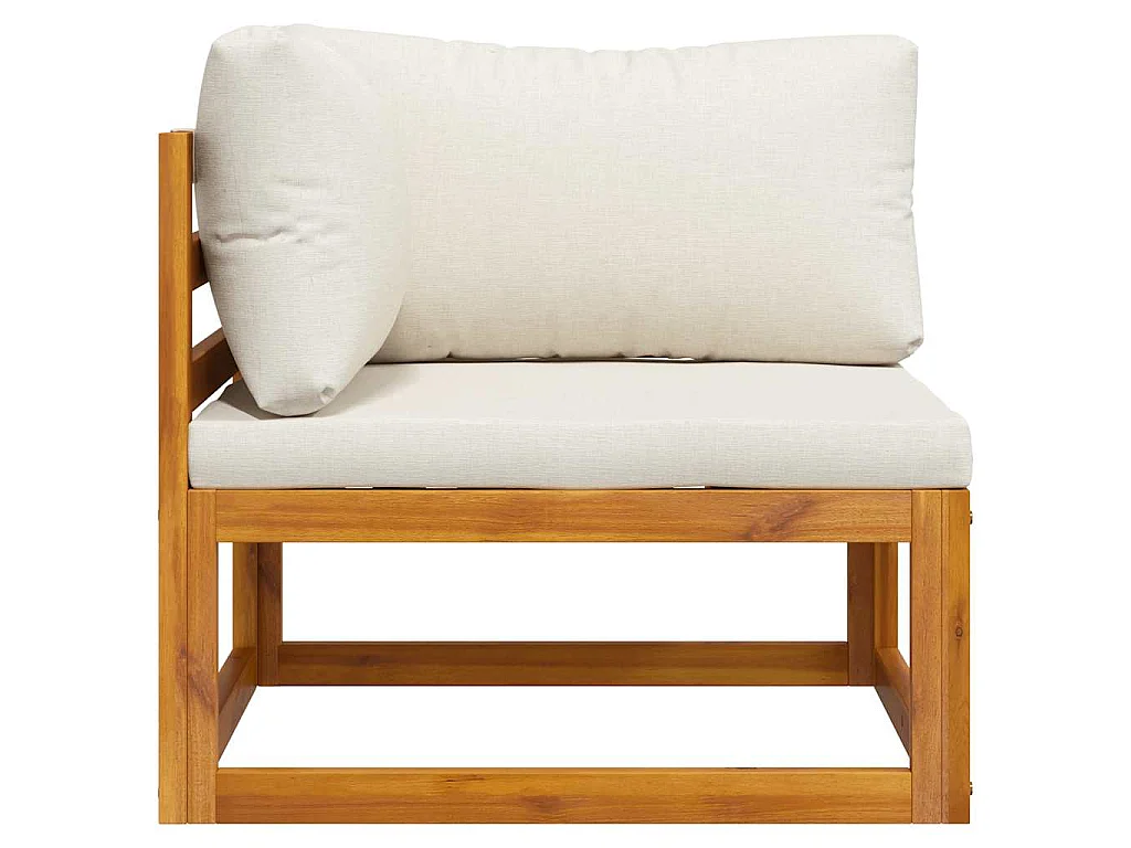 Canapé d'angle sectionnel et coussin blanc crème Bois d'acacia