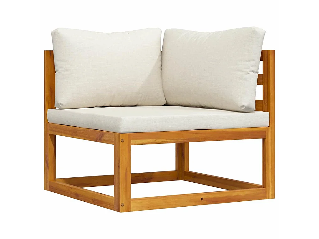 Modular-Ecksofa mit Cremeweißen Kissen Akazie Massivholz