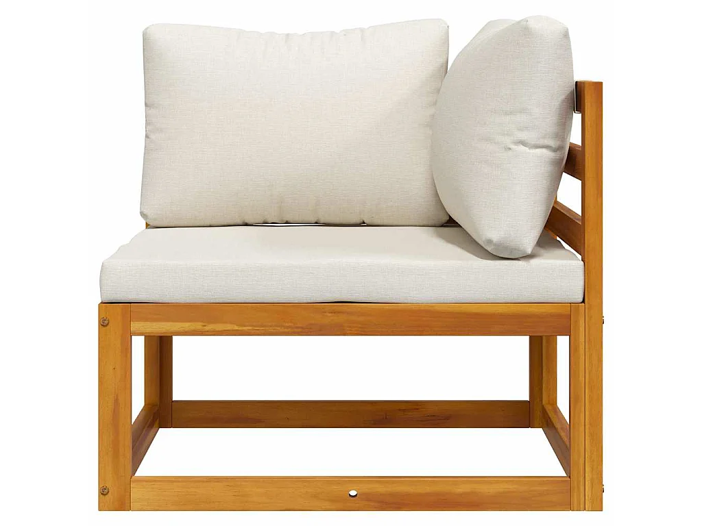 Modular-Ecksofa mit Cremeweißen Kissen Akazie Massivholz