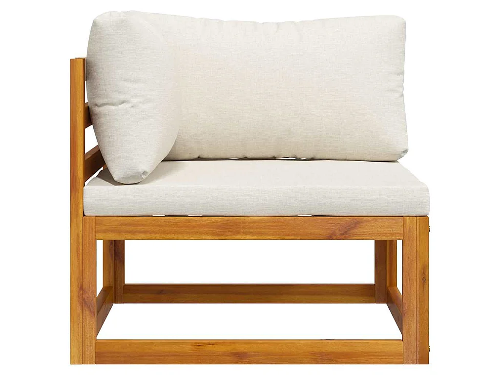 Modular-Ecksofa mit Cremeweißen Kissen Akazie Massivholz