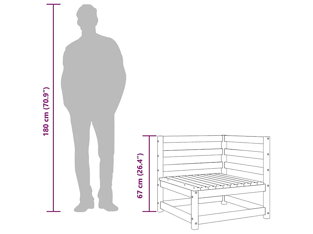 Canapé d'angle de jardin bois de pin massif