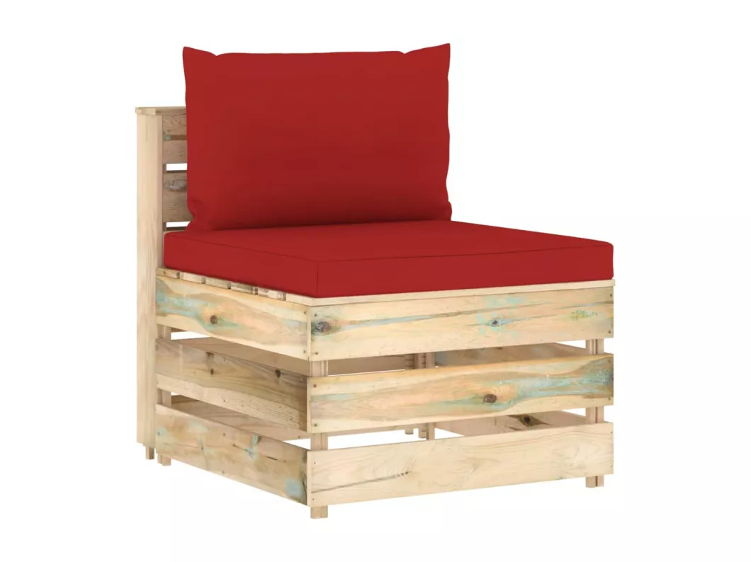 Kauf Unique Modulares Mittelsofa mit Kissen Grün Imprägniertes Holz