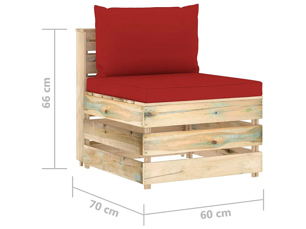 Canapé central sectionnel avec coussins Bois imprégné de vert