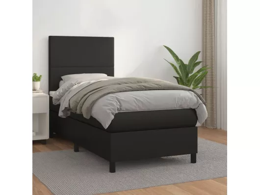 Kauf Unique Boxspringbett mit Matratze Schwarz 80x200cm Kunstleder