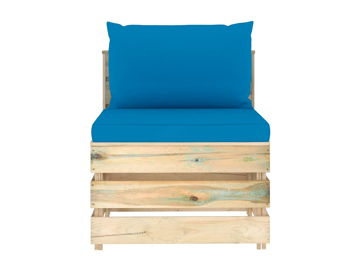 Sofá de centro seccional c/ almofadões madeira impreg. verde