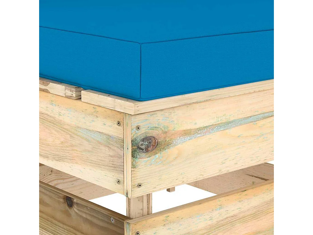 Divano Centrale Modulare con Cuscini in Legno Impregnato Verde