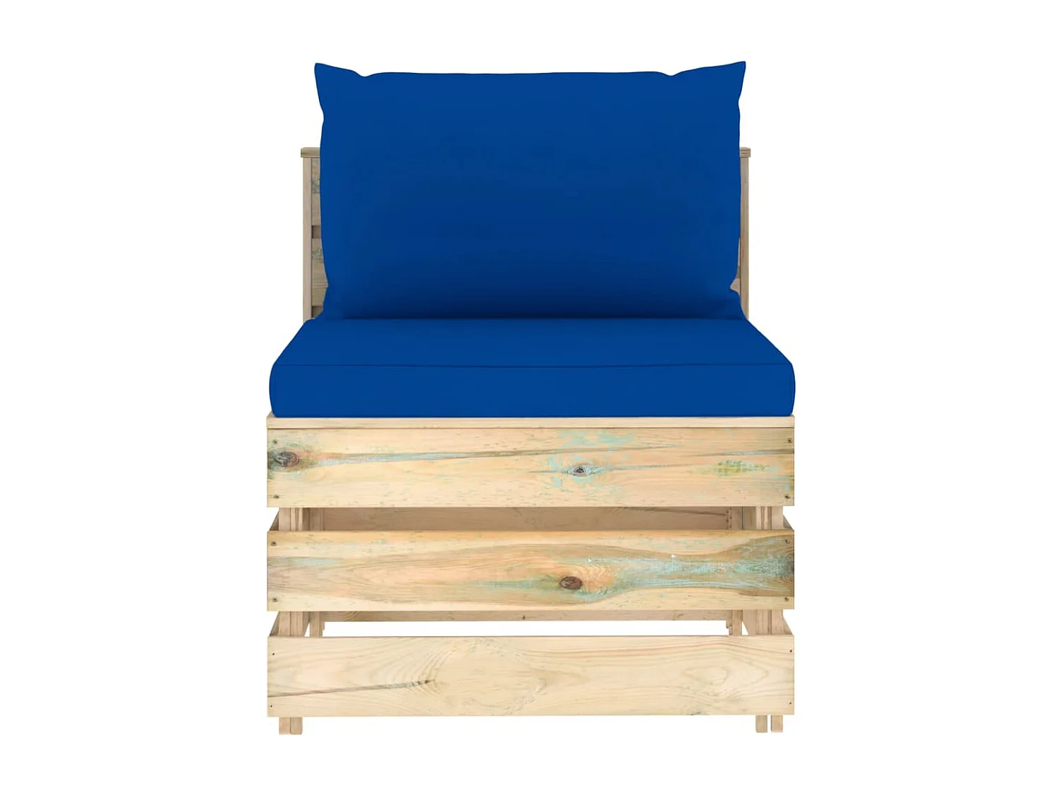 Modulares Mittelsofa mit Kissen Grün Imprägniertes Holz